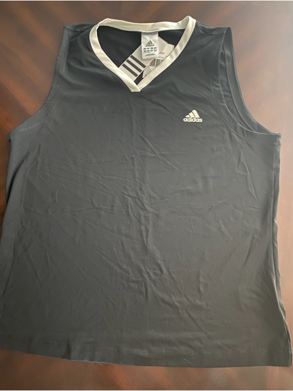 NWT Adidas Black Women's V-Neck Tank with White Trim